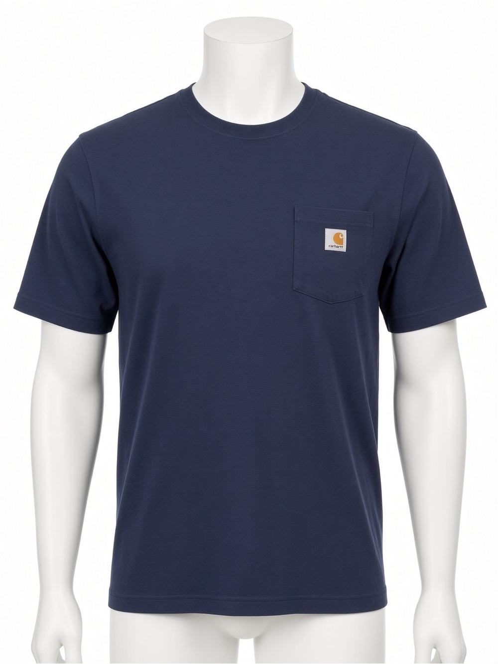 Carhartt Navy Short-Sleeve Pocket Tee with Logo Patch
